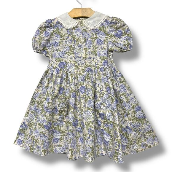 Vtg Laura Ashley Mother & Child Dress Floral Cotton Pockets Cottage Girls Sz 2 - Picture 1 of 14